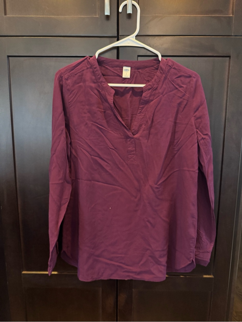 Old Navy Plum Long-Sleeve Notch V-Neck Tunic